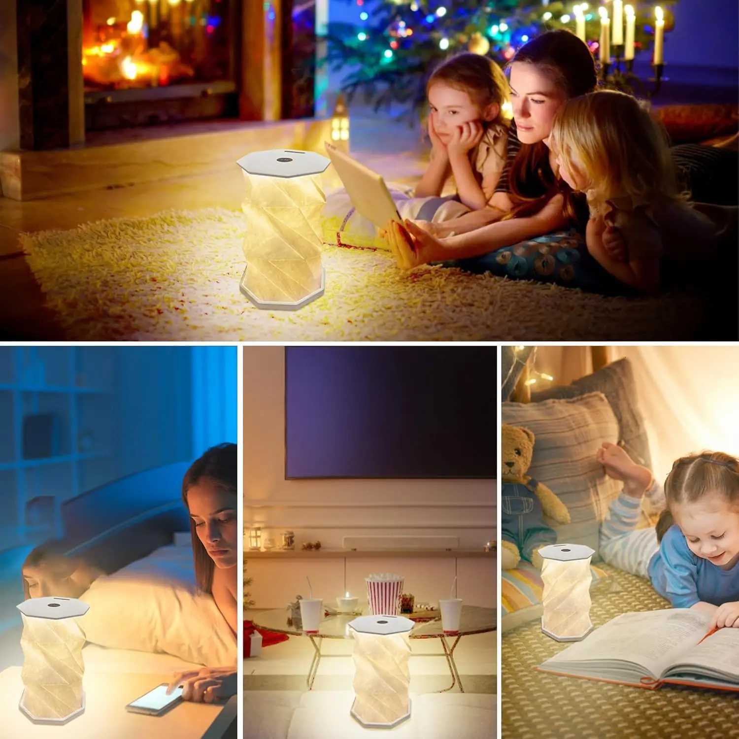 Folding Book Lamp Portable Paper Lanterns Dimmable Night Light Type-C Charging Christmas Gift for Bedroom Living Room M251114