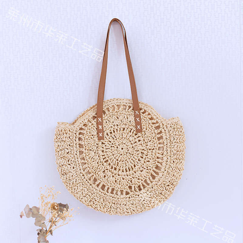 Handmade Beach Bag Rural Style Handbag, Woven Hollowed Out Small Round Bag, Fashionable And Atmospheric Women's Handbag Kq2