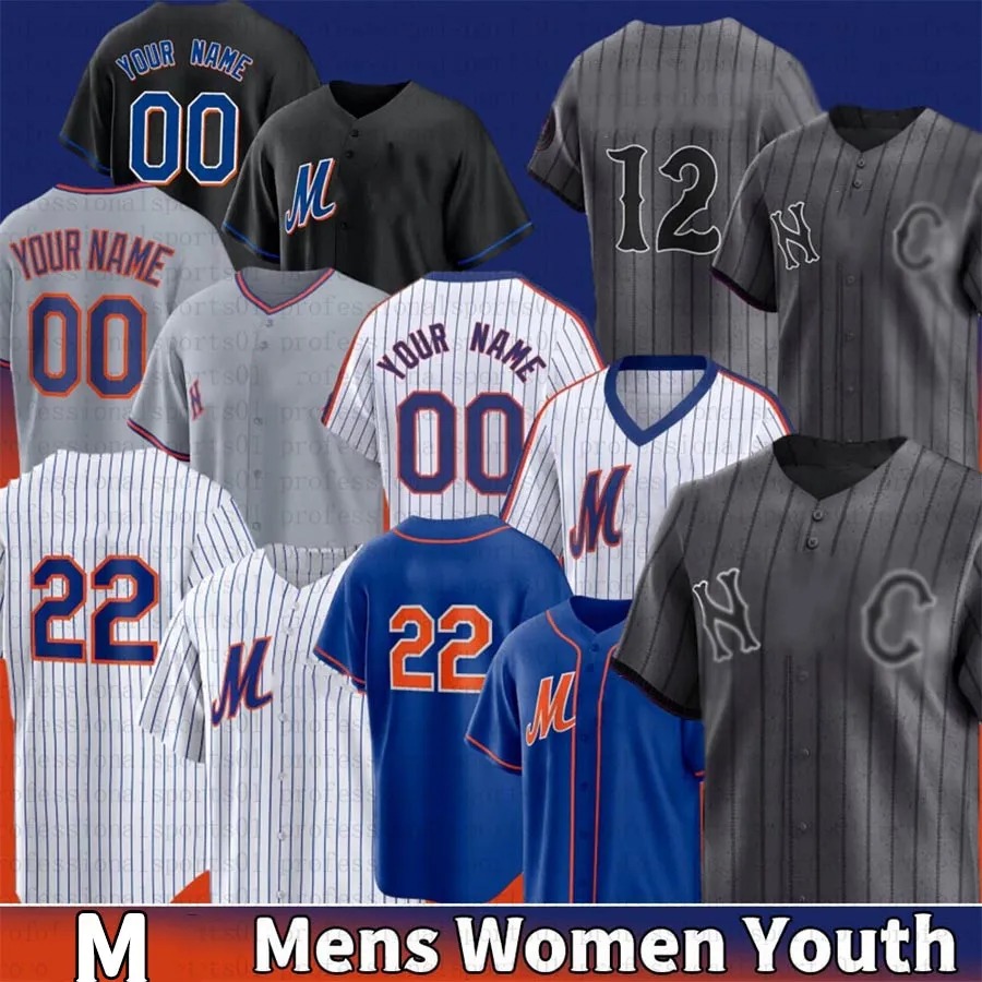 #22 Juan Soto Jersey NY Mets Jersey #12 Francisco Lindor Pete Alonso Francisco Alvarez Kodai Senga Edwin Diaz Brett Baty Drew Gilbert Baseball Jerseys