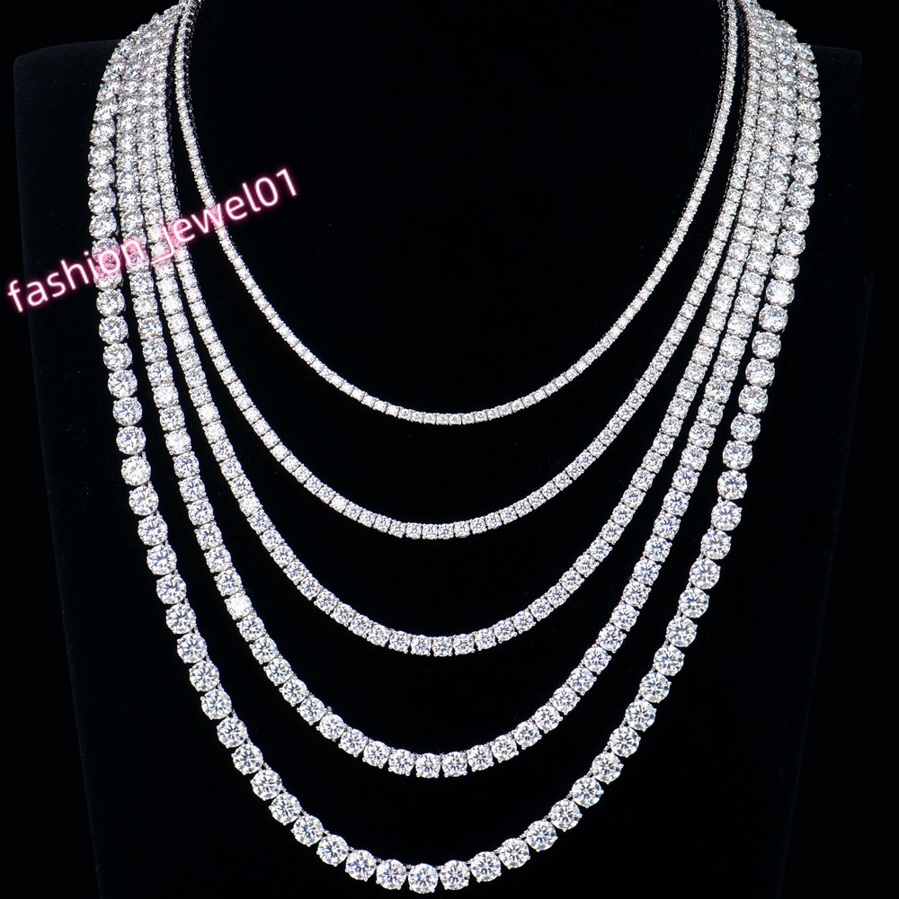 Fine Jewelry 2-6mm Hip Hop Men 925 Sterling Silver Ice Out Vvs Mossanite Moissanite Diamond Tennis Necklace Chain for Women Men