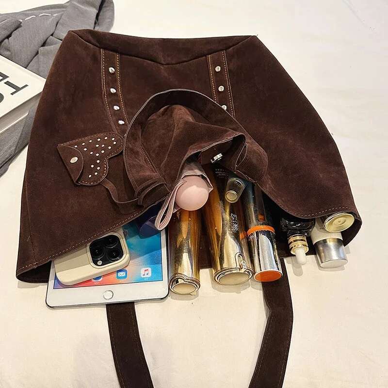 Deerskin Veet Leather Handbag High Quality Female Large Capacity Underarm Satchel Tote Bag Designer Women Shoulder Bags