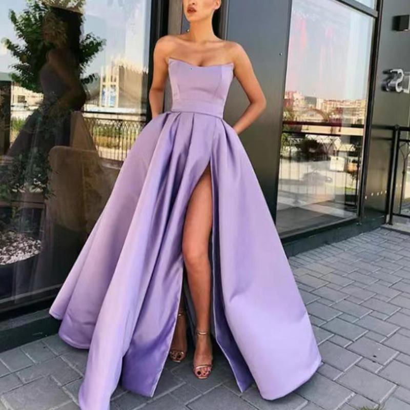 2025 New Dress Performance Dress Sexy Strapless Slit Long Banquet Host Evening Dress