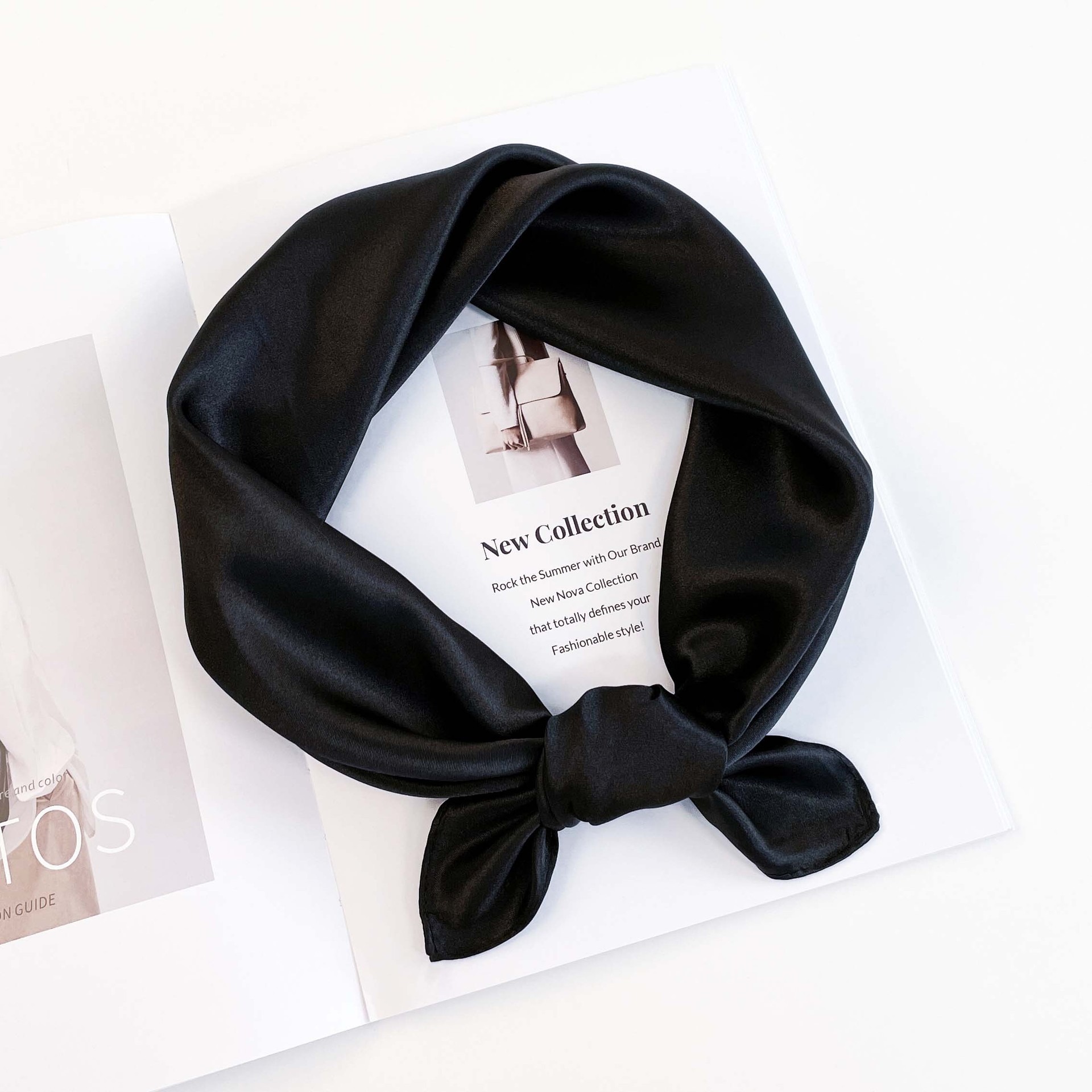 K388 60cm silk scarf solid color small square scarf imitation silk hair tie satin shawl neck scarf professional scarf headscarf cross-border wholesale