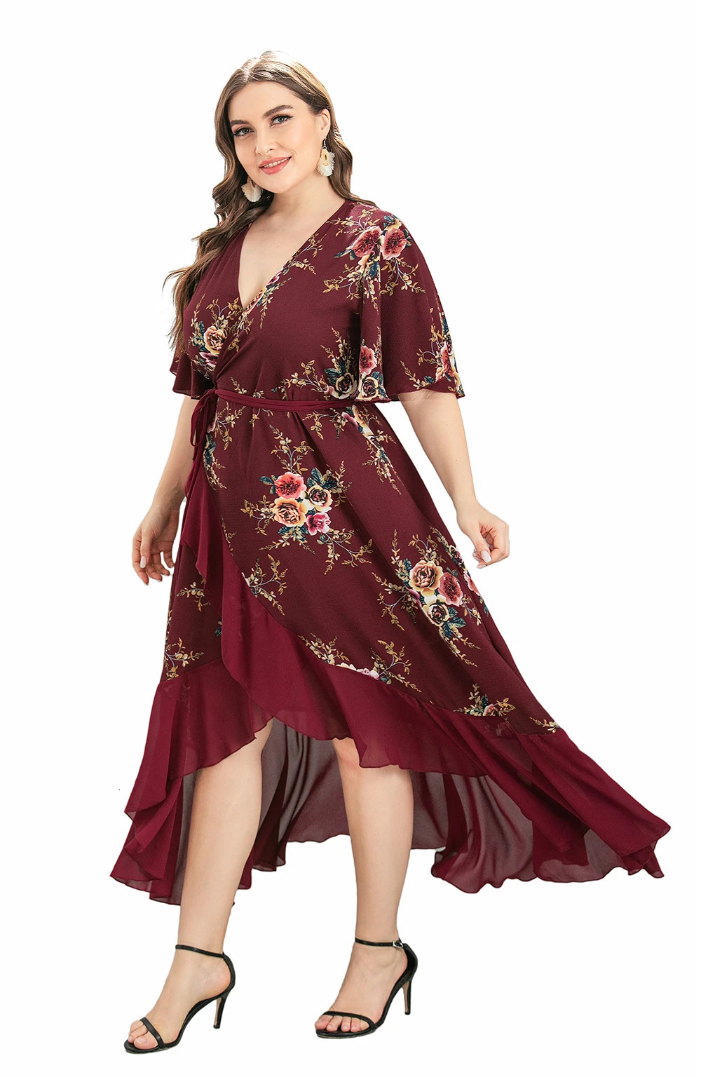 Large floral print Maxi long Bohemian womens packaging dress 250414