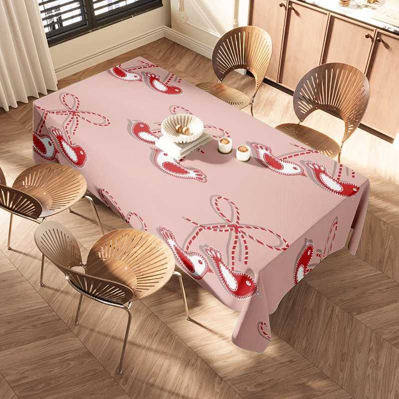 Christmas Rustic Style Christmas Tablecloth with Festive Red White Design Perfect for Holiday Dinners Y251113