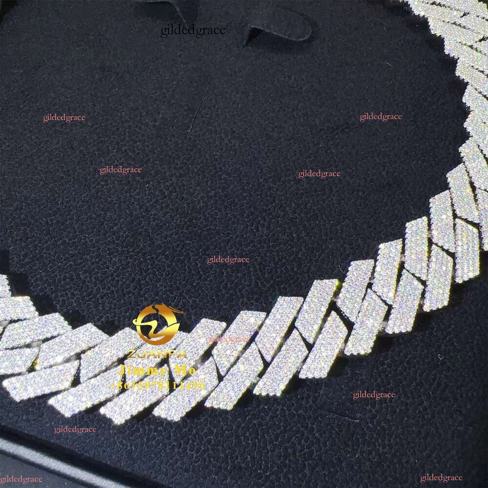 New Design Big Guy Heavy Solid Sier 19mm 4 Rows Iced Out Hip Hop VVS1 Moissanite Dia Miami Cuban k Chain