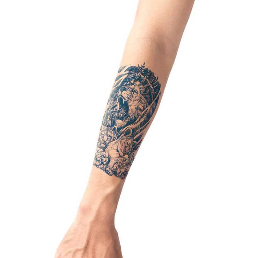 Durable waterproof juice temporary fake tattoo sticker beast lion tiger wolf skull cross angel female cool body artXJ25414