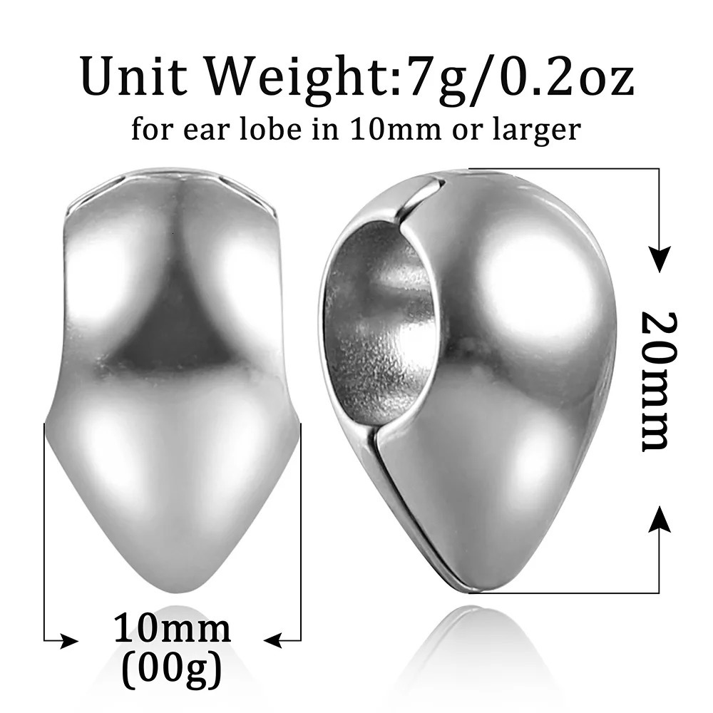 Giga 00g Teardrop Stainless Steel Ear Expander Weights Gauges For Women 10mm Ear Stretcher Hanger Piercing Body Jewelry 250408