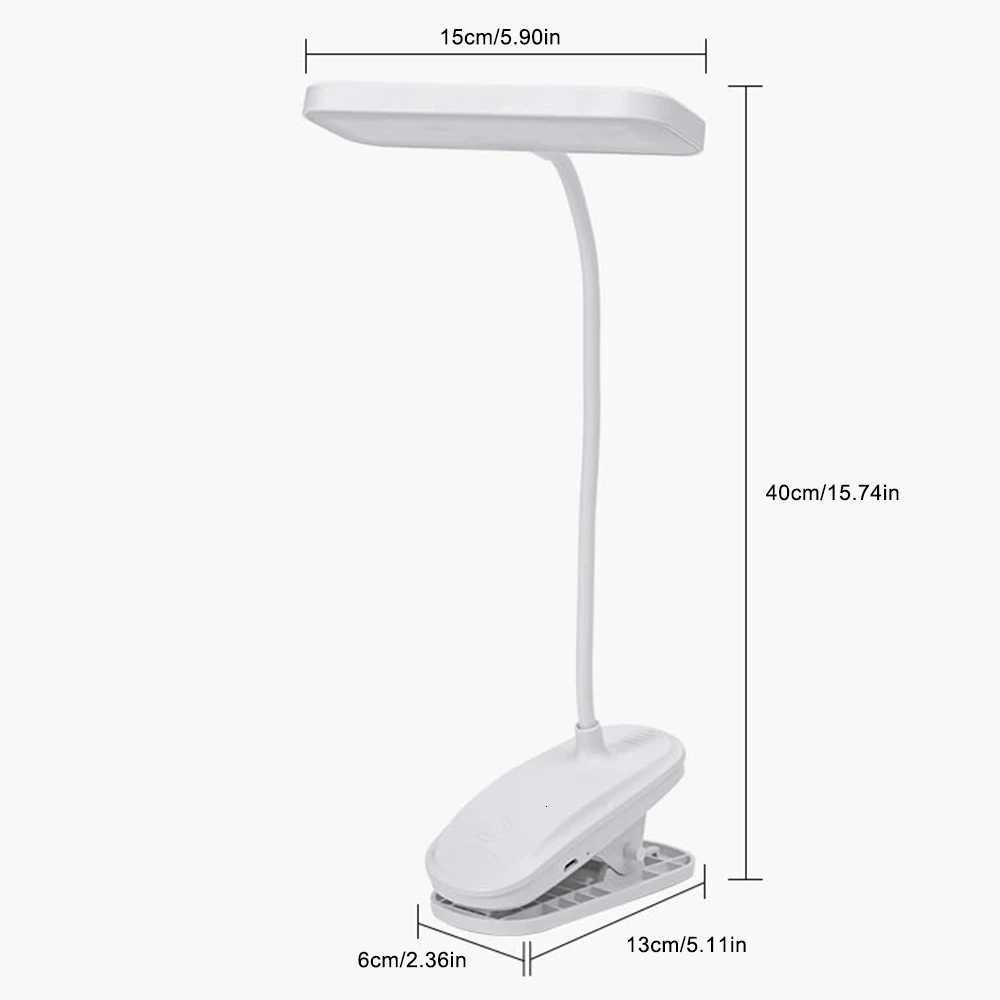 USB Rechargeable Eye-protection lamp Three-speed Dimming Portable Folding Clip-on Reading Desk Lamp Office Work M251114