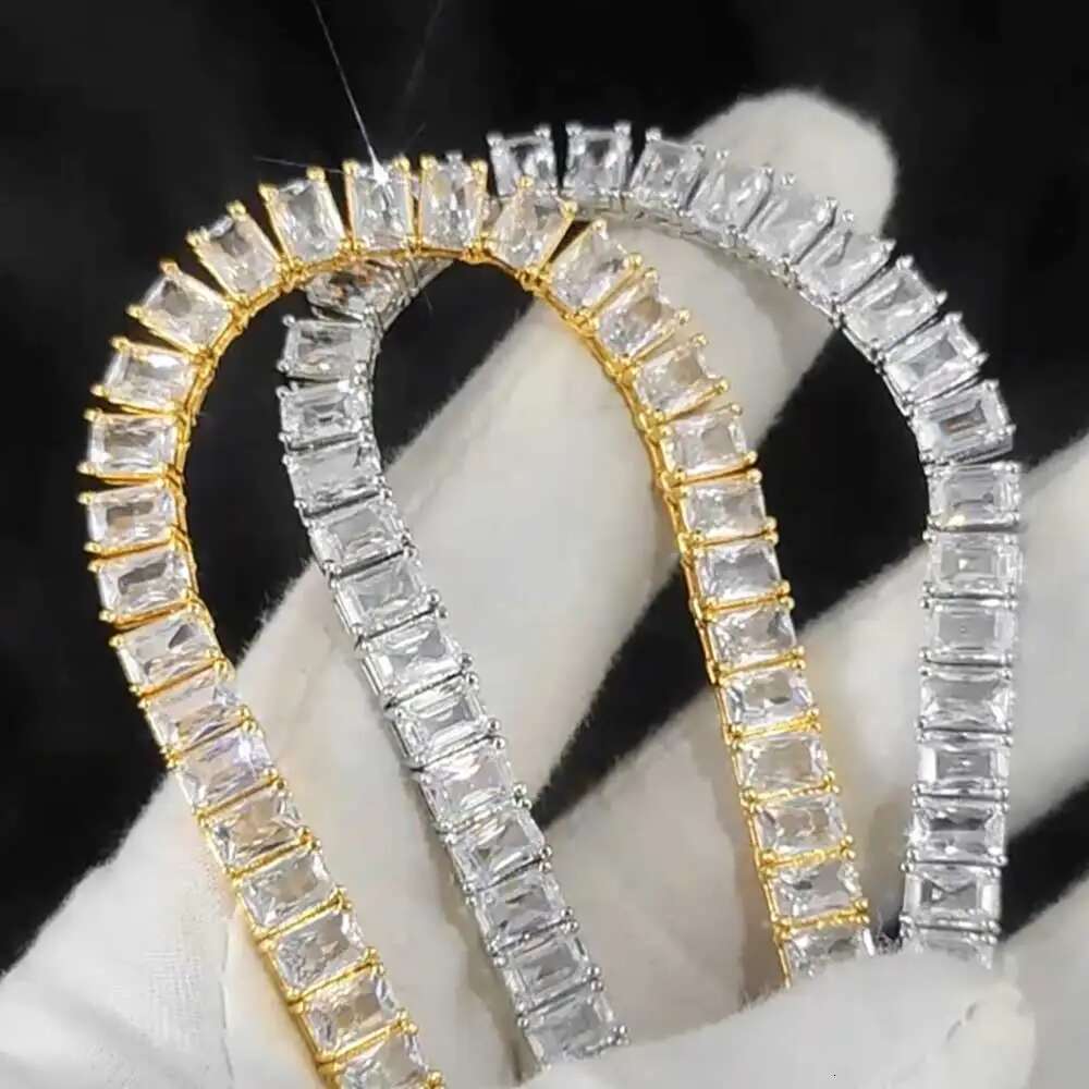 Hip Hop Iced Out Tennis Chain Necklace New Brass CZ 6mm Bling Rectangular Zircon Tennis Necklace Men Womens Free Laser