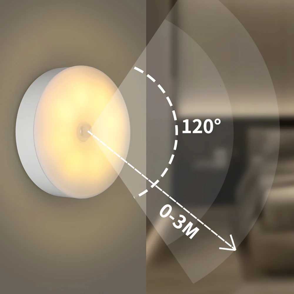 8LED Motion Sensor Night Light USB Rechargeable Human Body Induction Lamp for Bedroom Bedside Cabinet M251114