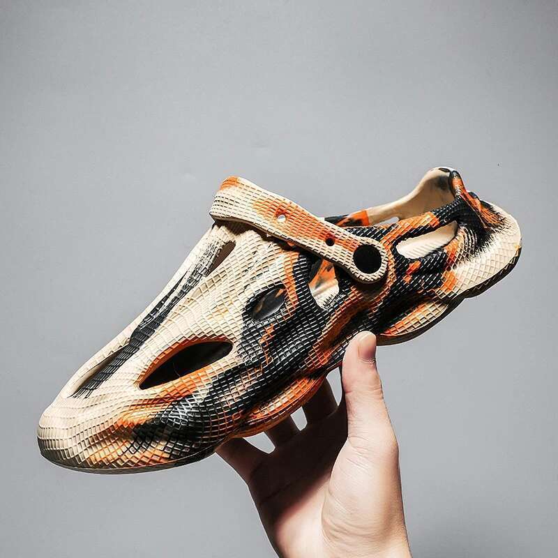 hot Men's Slippers Summer Soft EVA Beach Hole Outdoor Women's Slide Non-slip Tie-dyed Designer Personalized Hollow NEW Shoes 36-45