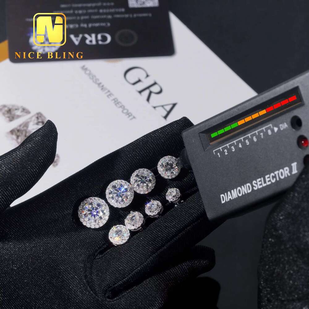 Full range of sizes, fashionable hip-hop jewelry frame settings, earrings, pure sier VVS Moissanite women's earrings