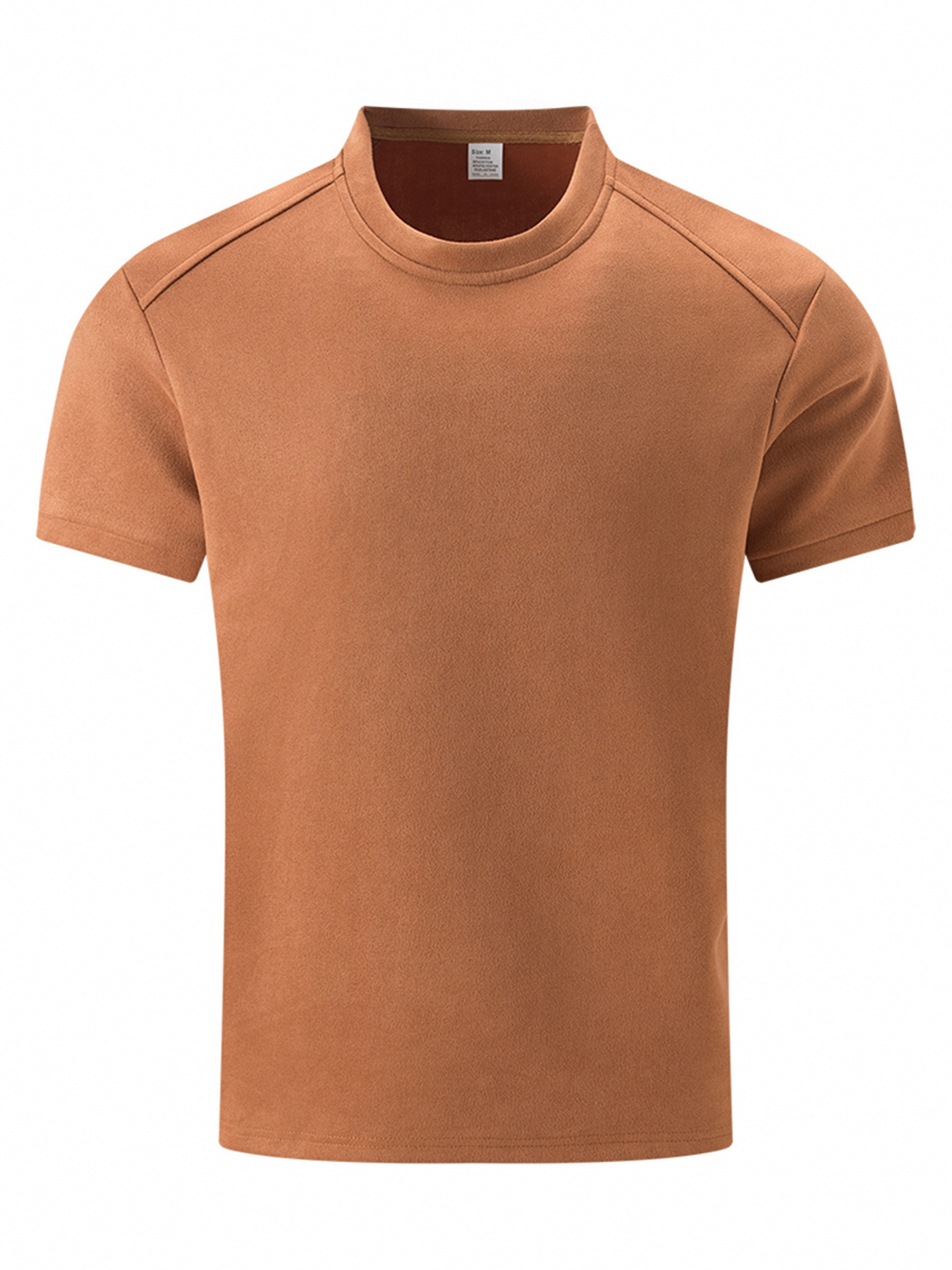 2025 new suede short sleeved T-shirt men's round neck casual top summer