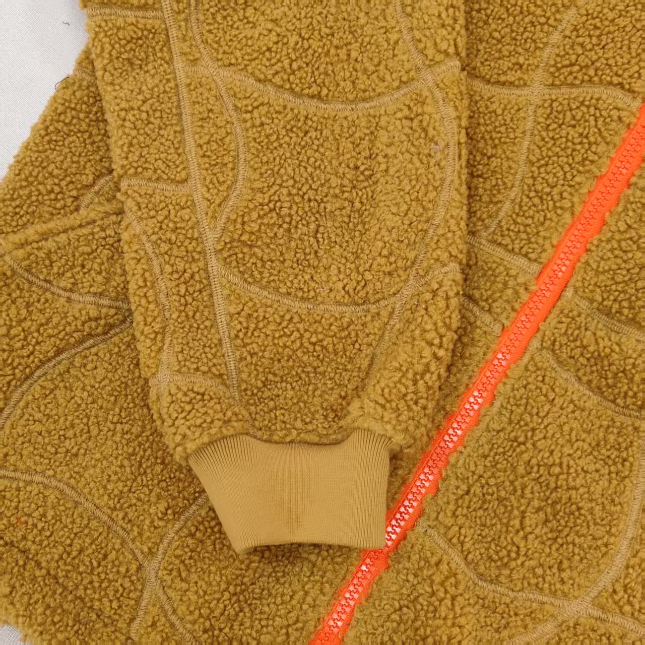 Men's Yellow Polar Fleece Zipper Jacket with Stand-up collar Ribbed cuffs Drawstring at hem for Winter Outdoor Casual Streetwear