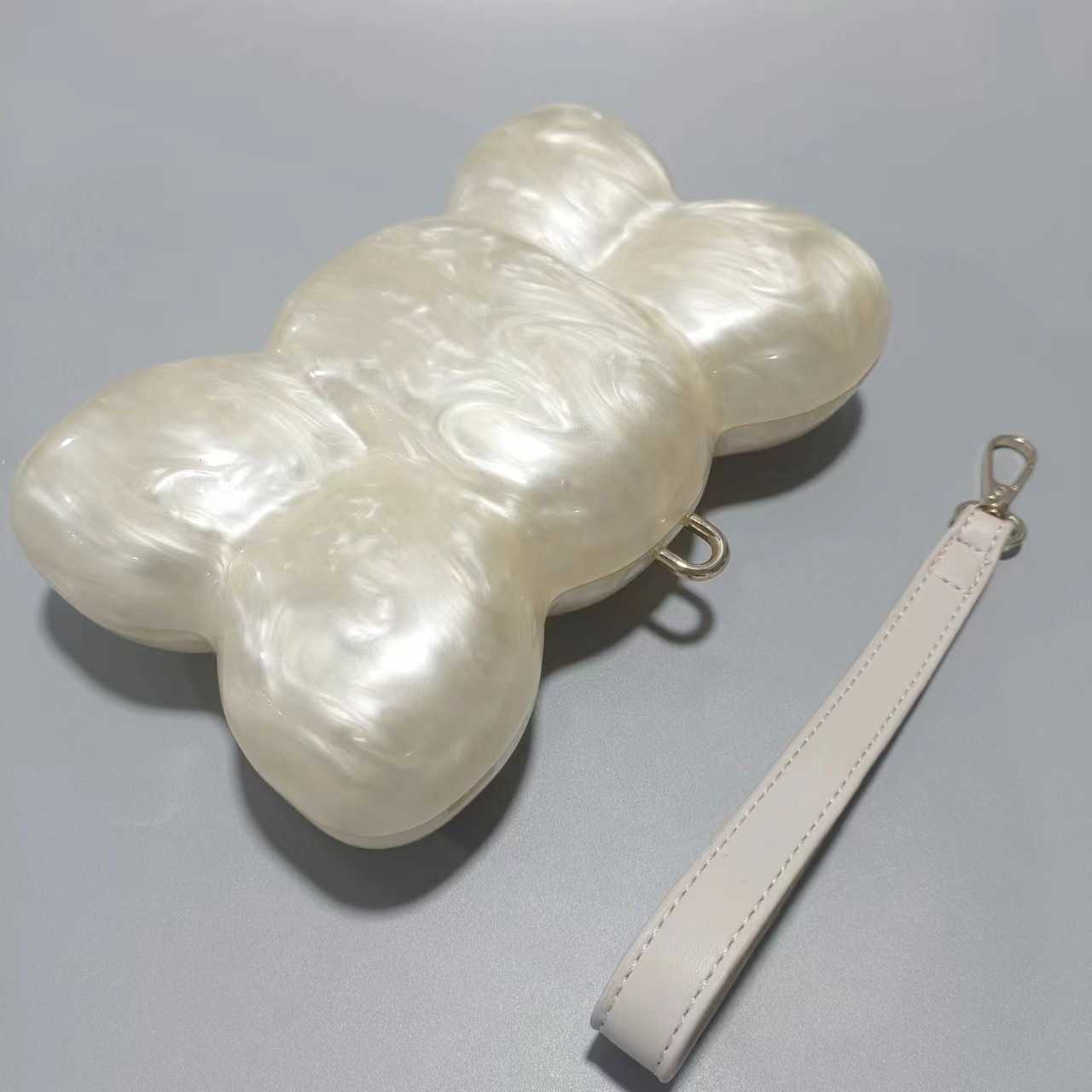 Fashion Womens Acrylic Bowknot Handheld Bag Wedding Dinner Single Shoulder Crossbody Handheld Bag