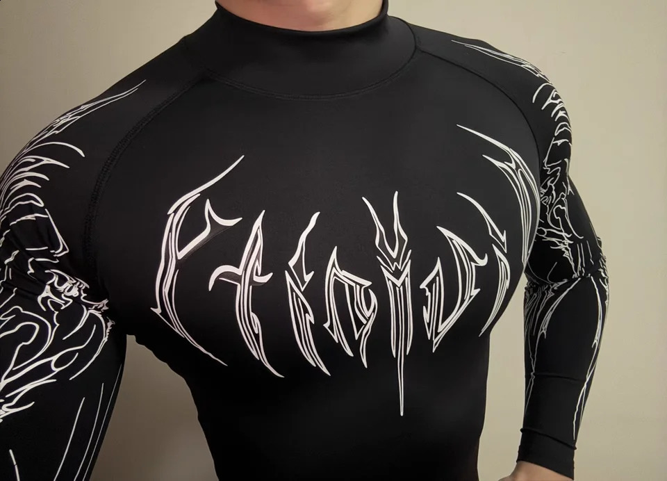 Breathedivity compression shirt short sleeved 2025 top muscle gym fitness black body shape display figure 250411
