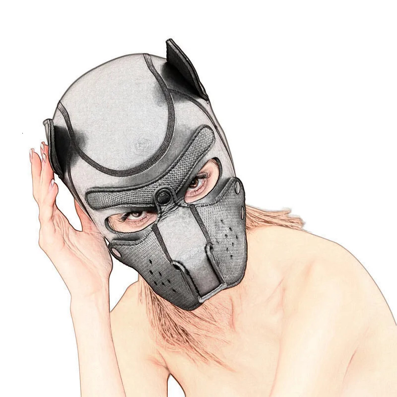 XL Size Party Masks Pup Puppy Play Dog Hood Mask Padded Latex Role Play Cosplay Full Head Ears Halloween Mask Sex Toy For Women 250410
