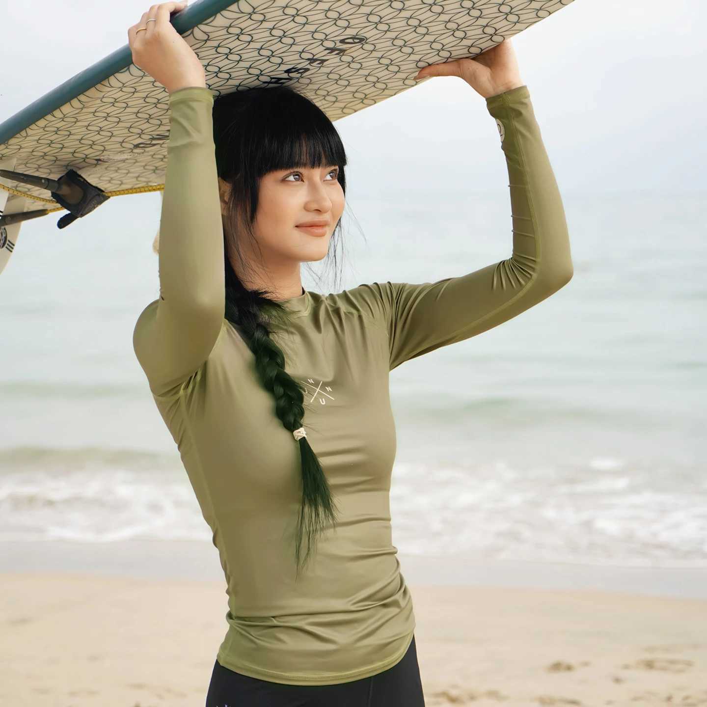 Nu-June Rashguard Women Surf Tops Wear Set Long Sleeve Quick Dry Sportswear Diving Shirts Beach Swimwear for UV ProtectionW251113