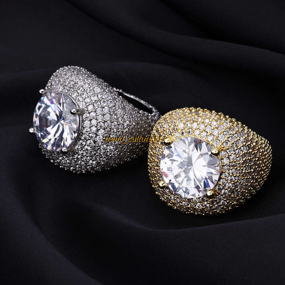 New Pigeon Egg Copper Set with Large Moissanite Hip Hop Full Diamond Trendy Men's Ring