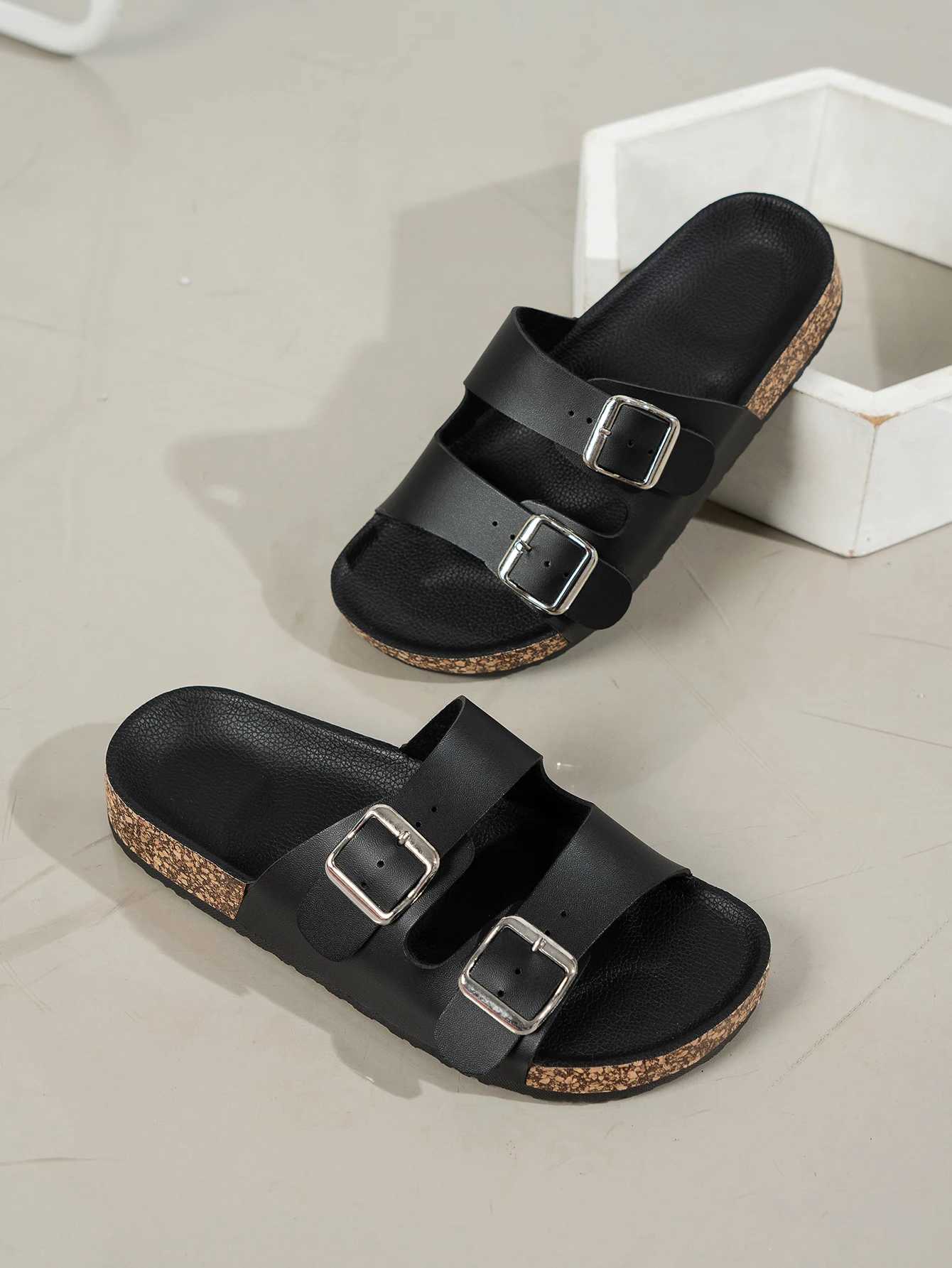 Womens fashion slider waterproof anti slip thick sole wear-resistant solid color disposable molded household external slider W250414