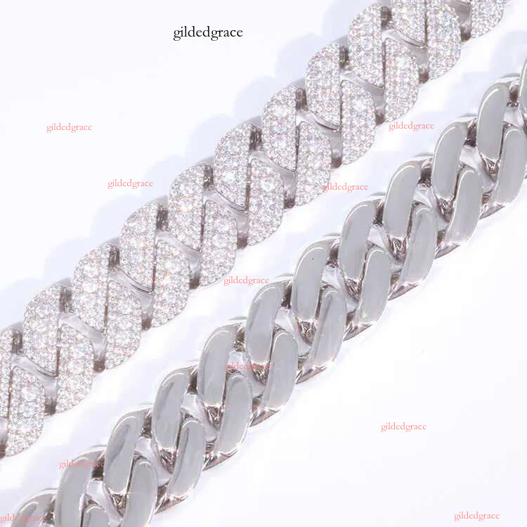 Customized wholesale price s Sterg sliver with GRA vvs Moissanite 15mm 3rows mens jewelry rapper necklace cuban k chain