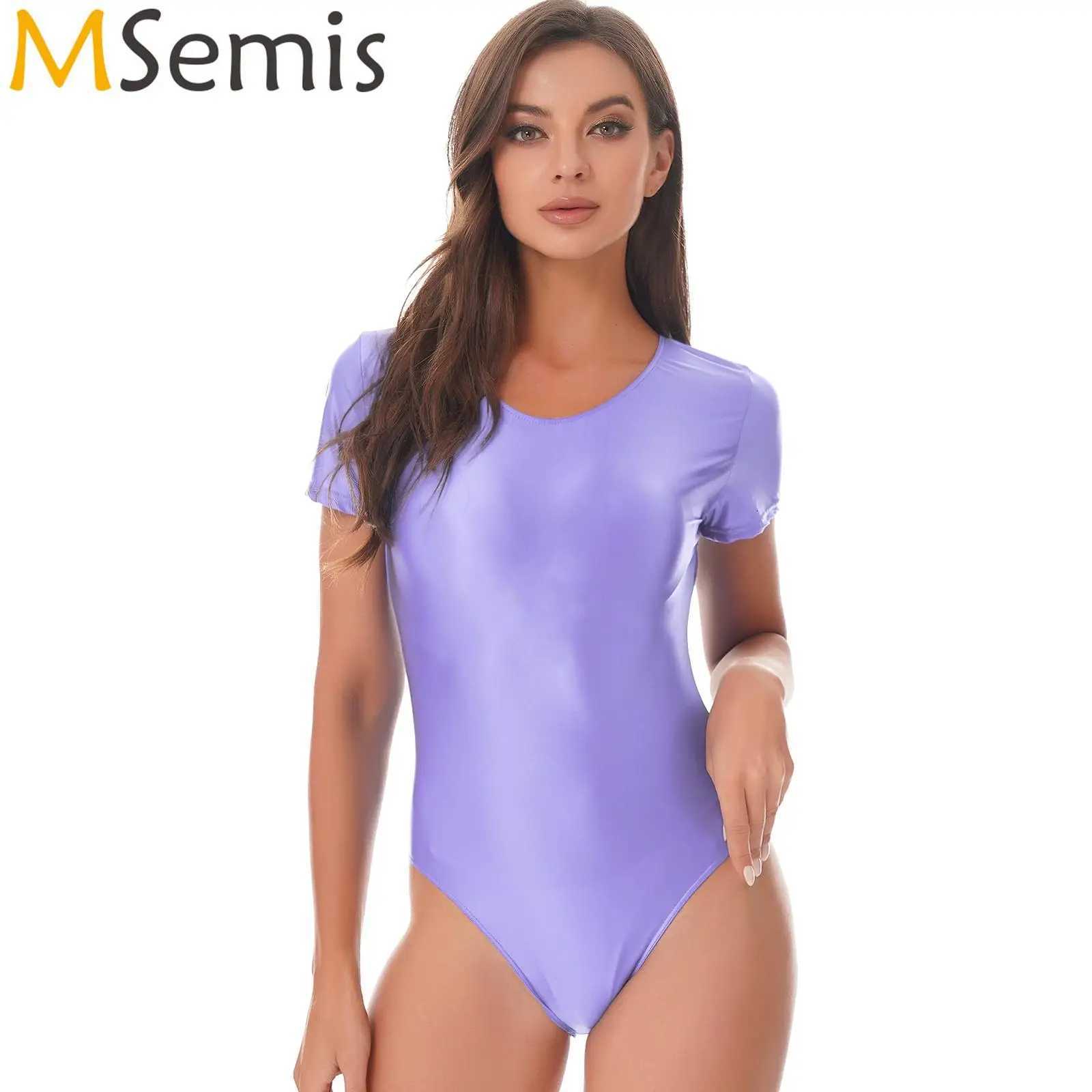 Womens Swimsuit Solid Color One Piece Swimwear Short Sleeve High Cut Leotard Swimming Tights Bodysuit Sportswear Beach WearW251113