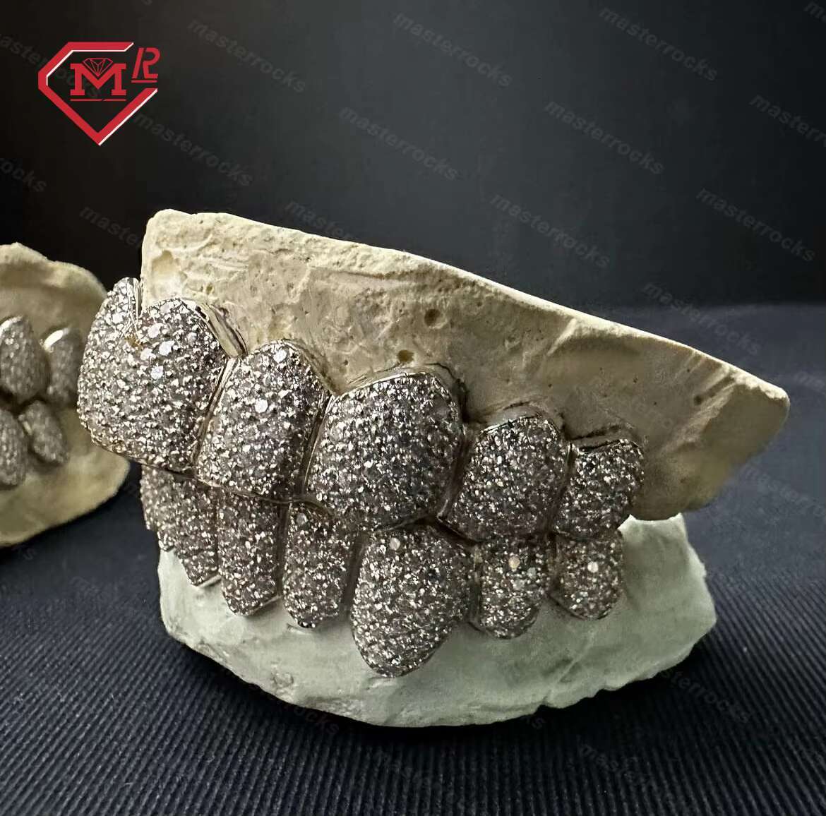 Custom Mouth Grillz 10 on 10 Real Silver 925 Vvs Moissanite Pass Diamond Tester Hip Hop Grillz Moissanite