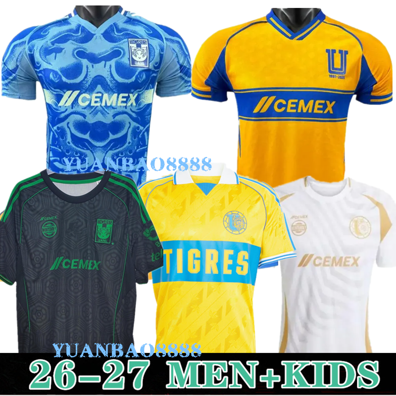 25 26 The new Tigres home Jerseys 65th Anniversary 2025 Tigres GIGNAC NICO Camiseta de Foot Maillot Shirt L.FERNANDEZ F.THAUVIN Football Unifo champion shirt S-4XL 999