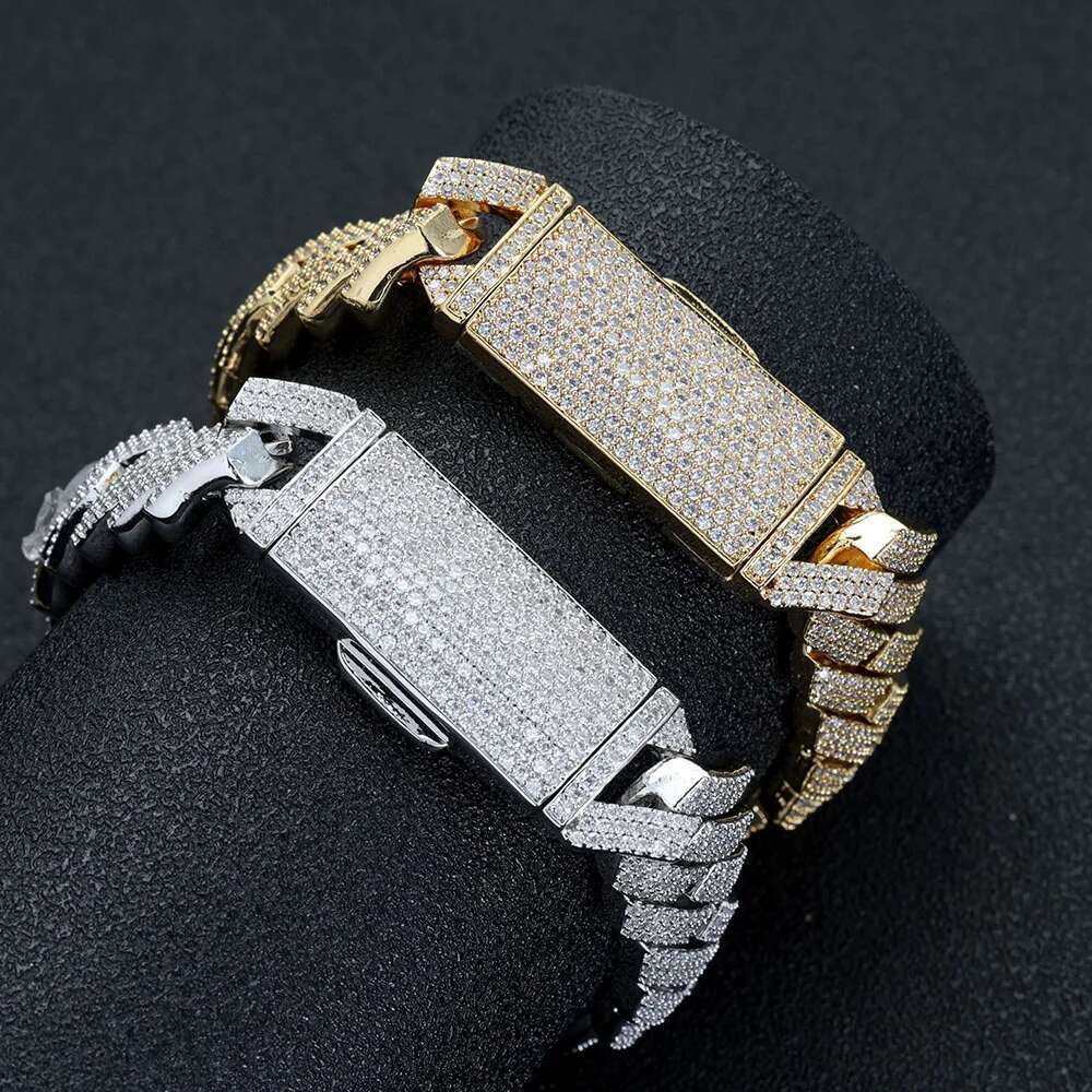 Hip Hop Jewelry 16mm Cuban Link Chain Iced Out Round Setting Diamond Stones Bling 3 Rows Miami CZ Necklace Mens Gift