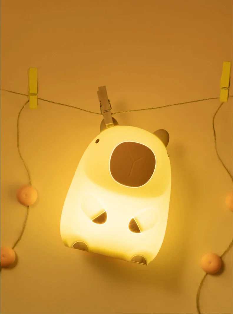 Cute Pet Capybara Night Light Cute Cartoon Silicone Bedside Sleep Night Lamp For Childrens Room Decor Birthday gift M251114