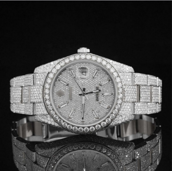 Fully Automatic VVV Moissanite Dia Studded Iced Out Hip Hop Buss Down Watch, Stylish wristwatch, Men's Women's Watches High-end dia design