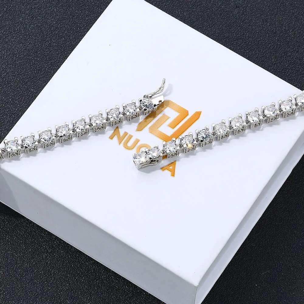 Hip Hop Jewelry Sparkly 6mm Tennis Chain Side Studded With Diamond Iced 5mm-Zircon Clasp Locker Tennis Necklace