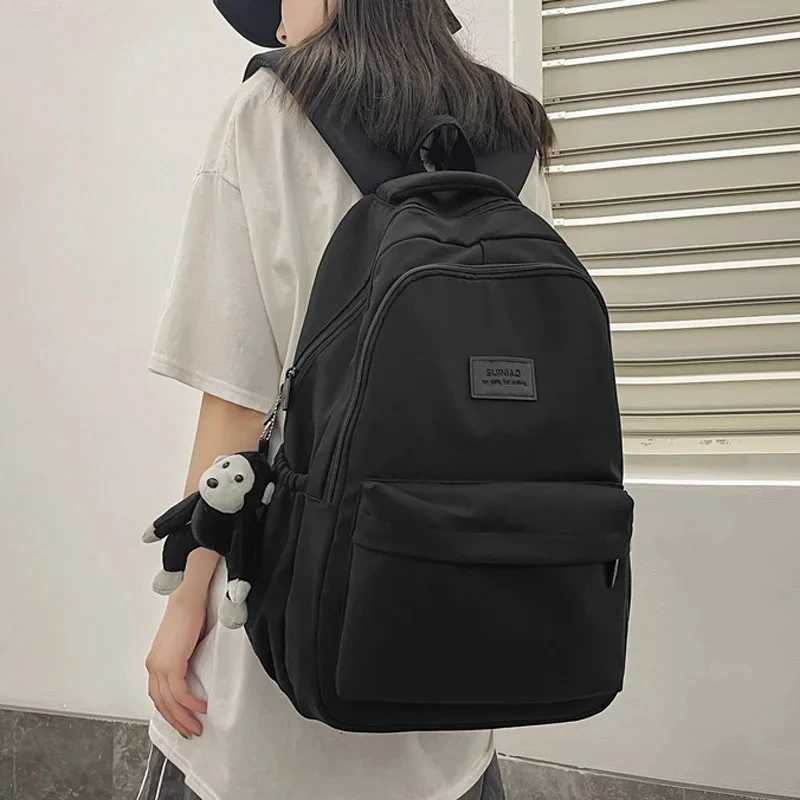 Solid Color Backpack Women Multi-pocket College Book Bag Casual Laptop Backpacks Men Schoolbag For Teenage School Bags For GirlsW251113