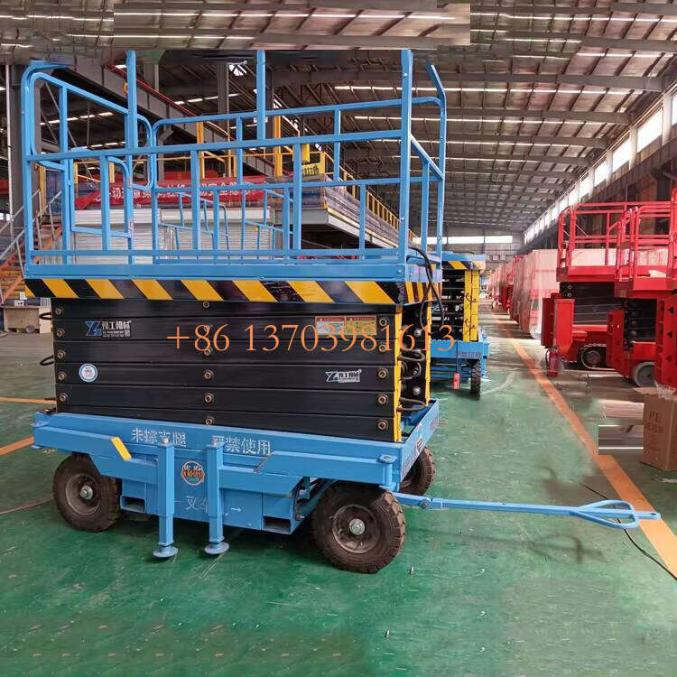 High Efficiency Hydraulic Scissor Lift Trailer 500kg Load Construction Machinery