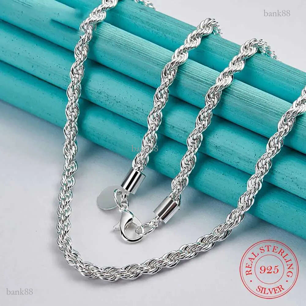 4MM wide!! Real 100% 925 sterling silver mens rope chain fashion neutral party wedding gift pure silver 925 chain necklace mens jewelry Y240924