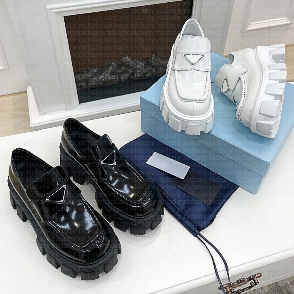 Designer Loafers Monolith Leather Brushed pradse Loafer Shoes men loafers Classic Triangle Patent loafers Womens loafers Dress shoes Chunky Sneakers 35-45