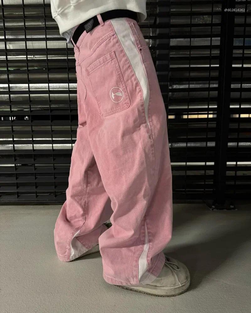 Men's Jeans Y2K Harajuku HCW High Quality Splicing Embroidery Casual Baggy Sweatpants Men Women Hip Hop Streetwear Wide Leg Trousers