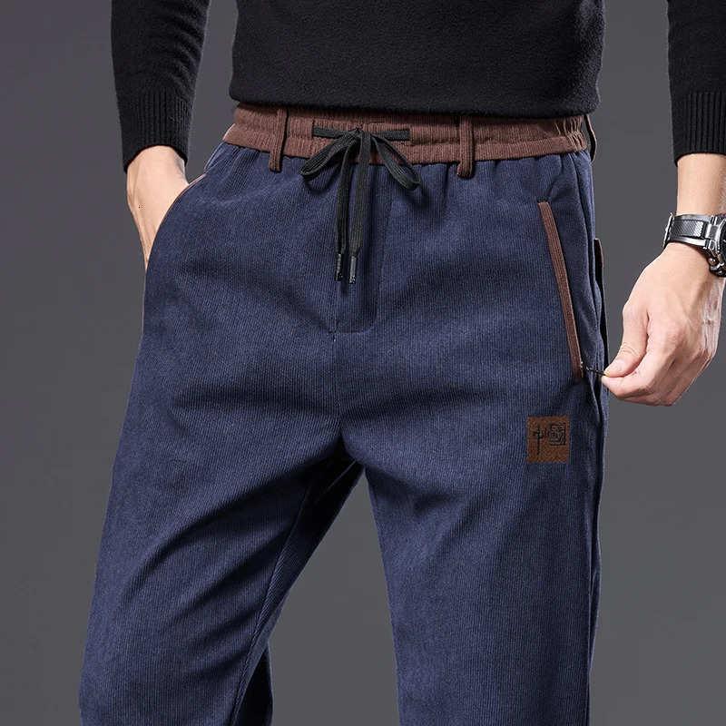 Autumn Winter Mens Corduroy Pants Classic Drawstring Elastic Waist Thick Outdoors Work Trousers Male Plus Size 5XL 251112