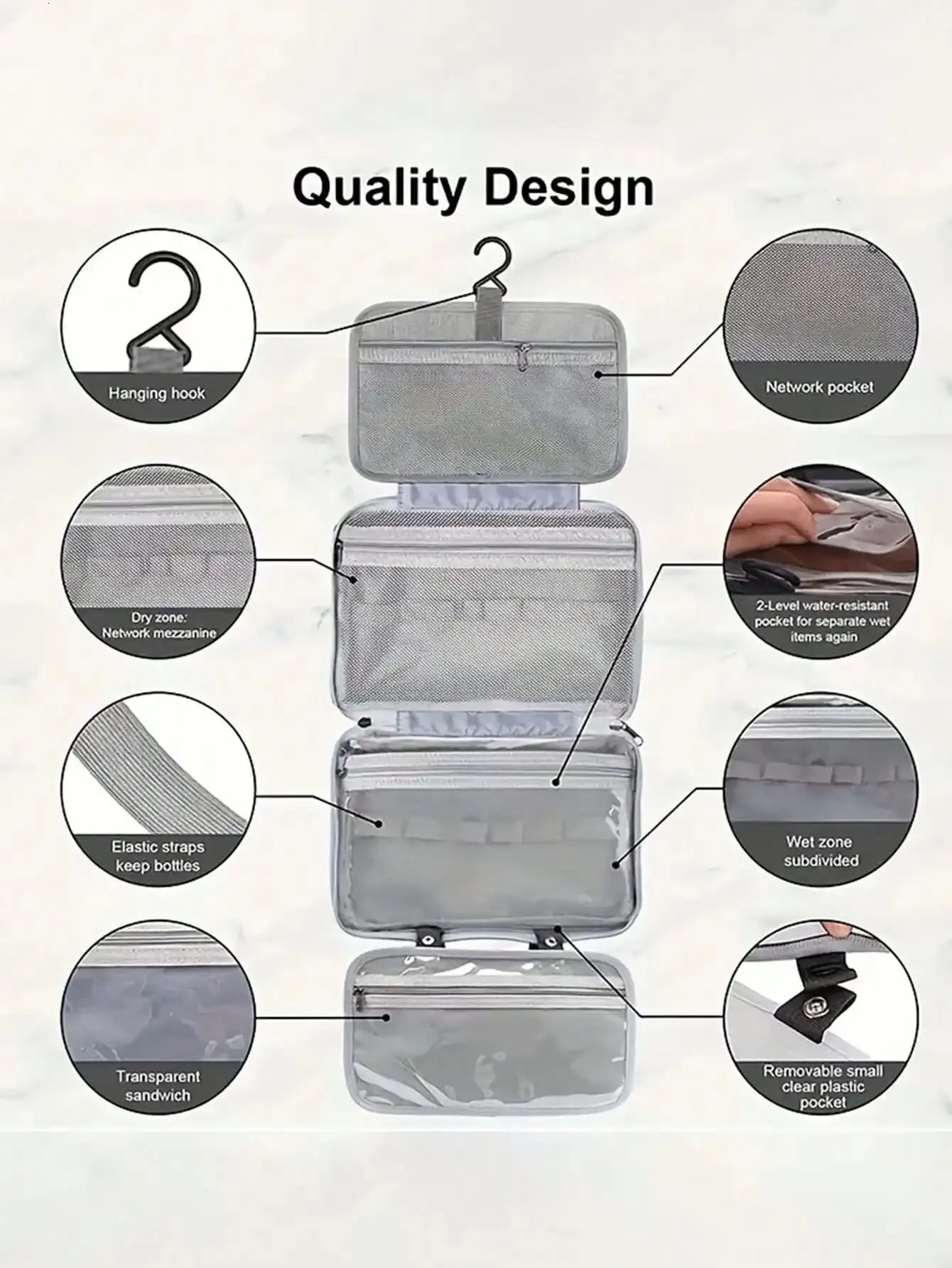 1pc Multi-Functional Foldable Dry And Wet Separation Toiletry Bag Storage Bag Cosmetic Bag Suitable For Women And Girls Travel 250407