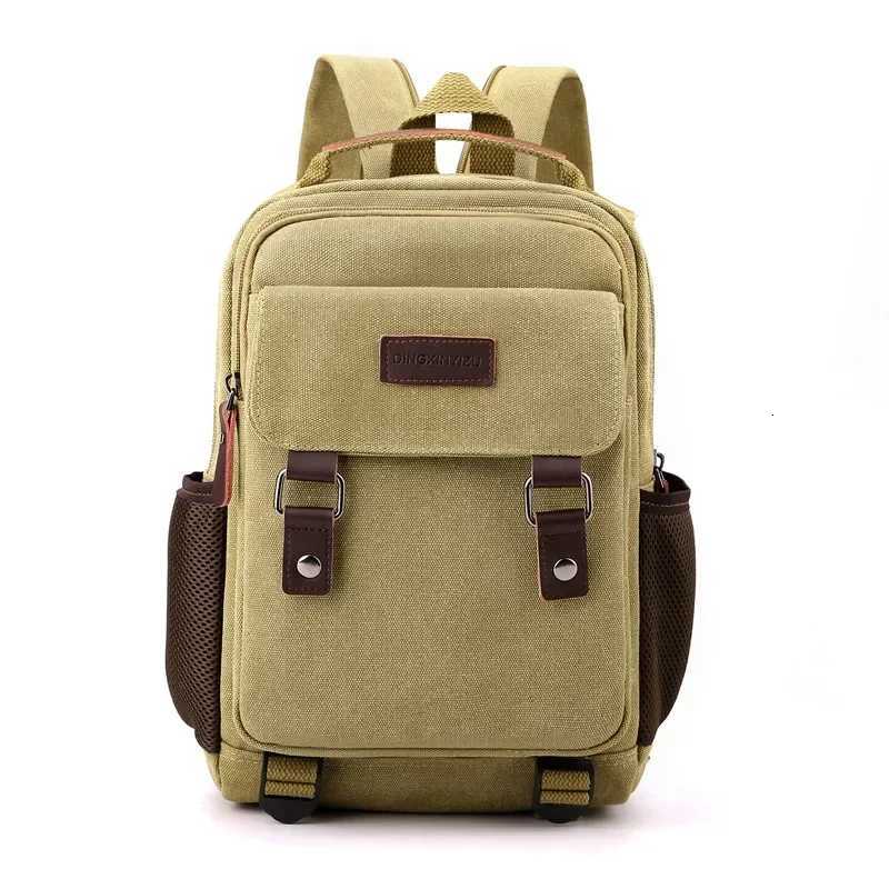 Small Mens Backpack Canvas Casual Backpacks for Men 2025 Mini Male School Bag Rucksack Man Multi-function Crossbody Bag TravelW251113