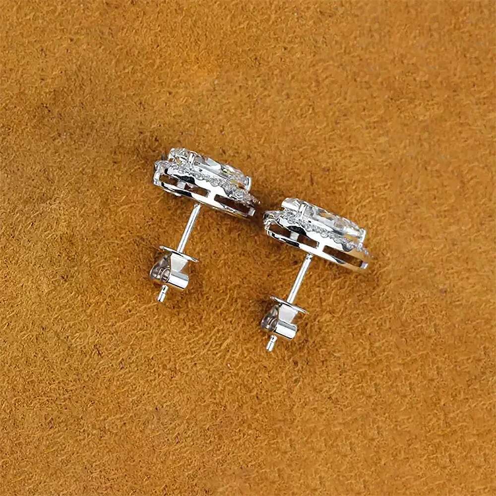 2cttw Pear Cut Moissanite Halo Diamond Earrings with Certificate 925 Sterling Silver Waterdrop Shape Stud Earrings for Women