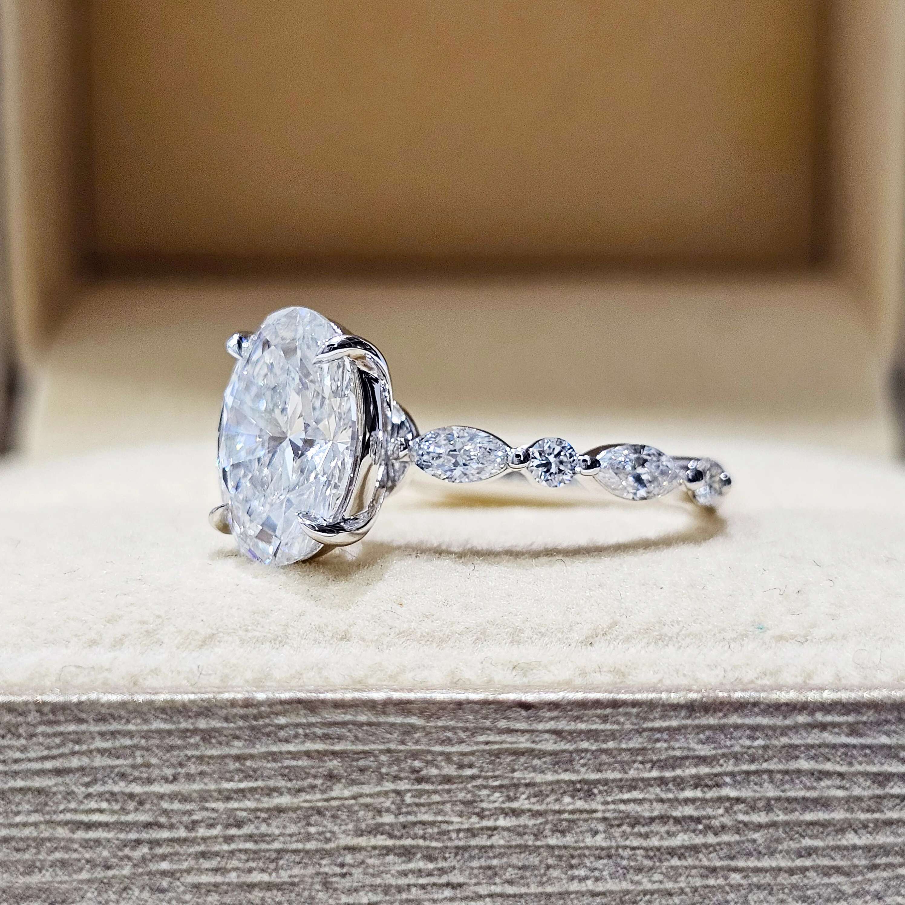 Custom Real Solid 14K White Gold Rings Women Engagement Anniversary Wedding Rings Oval Moissanite Diamond Rings Horse Eye Trendy