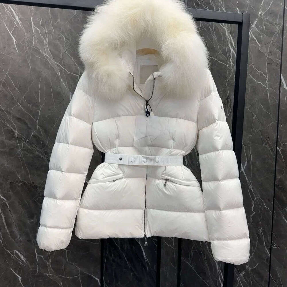 Complete Winter Jacket Fox Duck Down Fur Collar Waist-Cinching Thick Slim-Fit Short Coat Slimming New B2