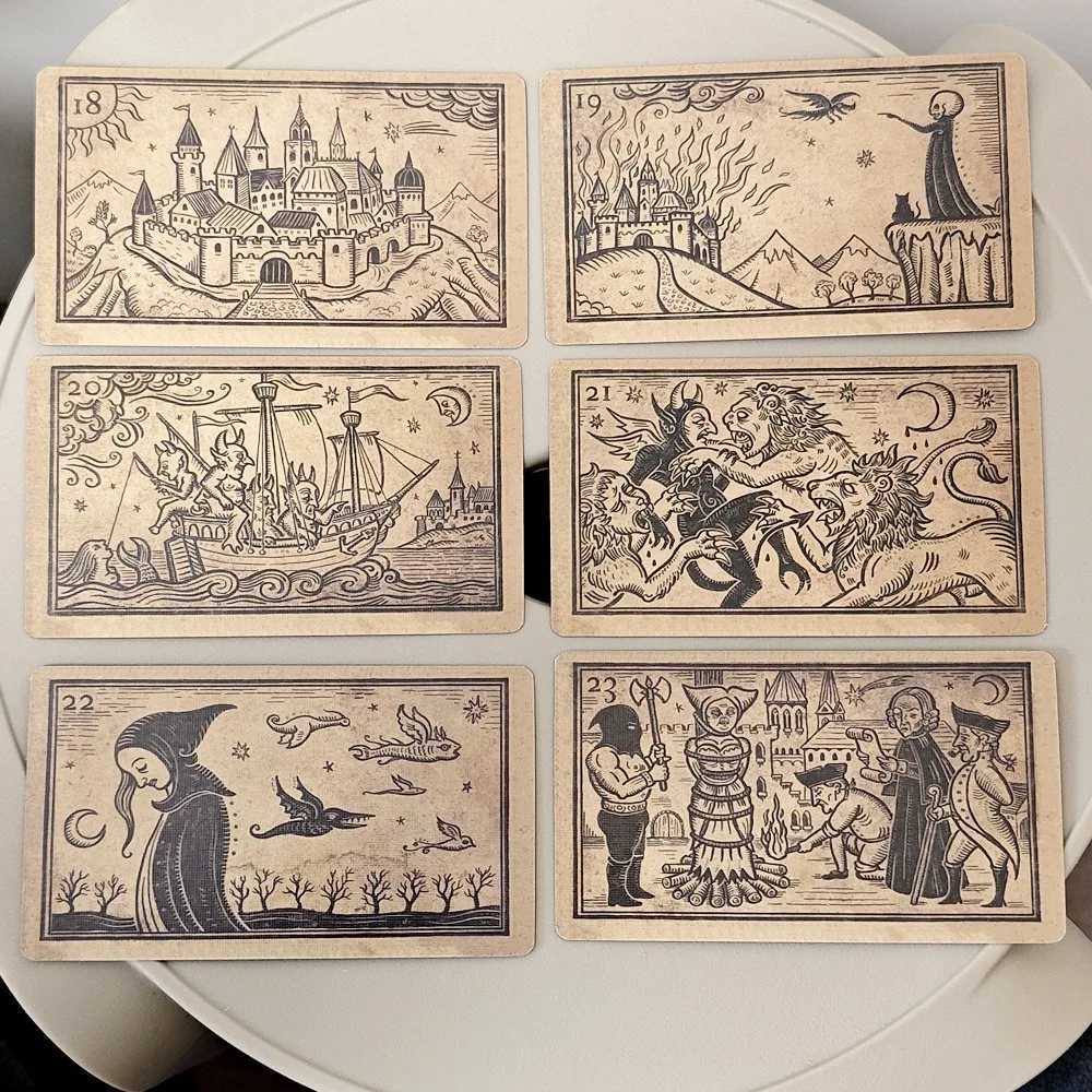 Mildred Paynes Oracle 1036cm of Black Enchantment 52 Pcs Black Line Imagery Woodblock Style Cards C251114