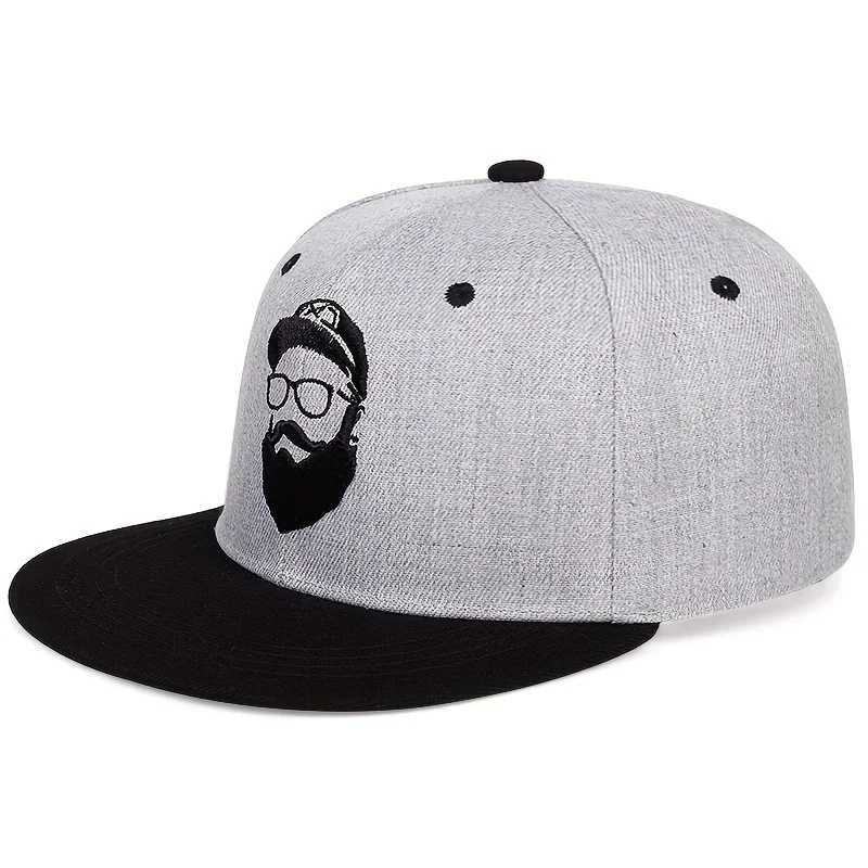 Unisex Beard Uncle Embroidered Hip Hop Hat Spring and Autumn Adjustable Casual Snapshot Baseball Hat Outdoor Sunscreen Hat W250414