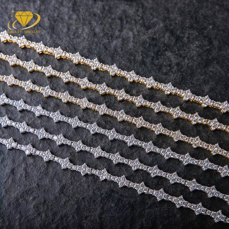 New Arrival 925 Sterling Silver Iced Out White Gold Pass Diamond Tester Rapper Jewelry 3MM Moissanite Cross Tennis Chain
