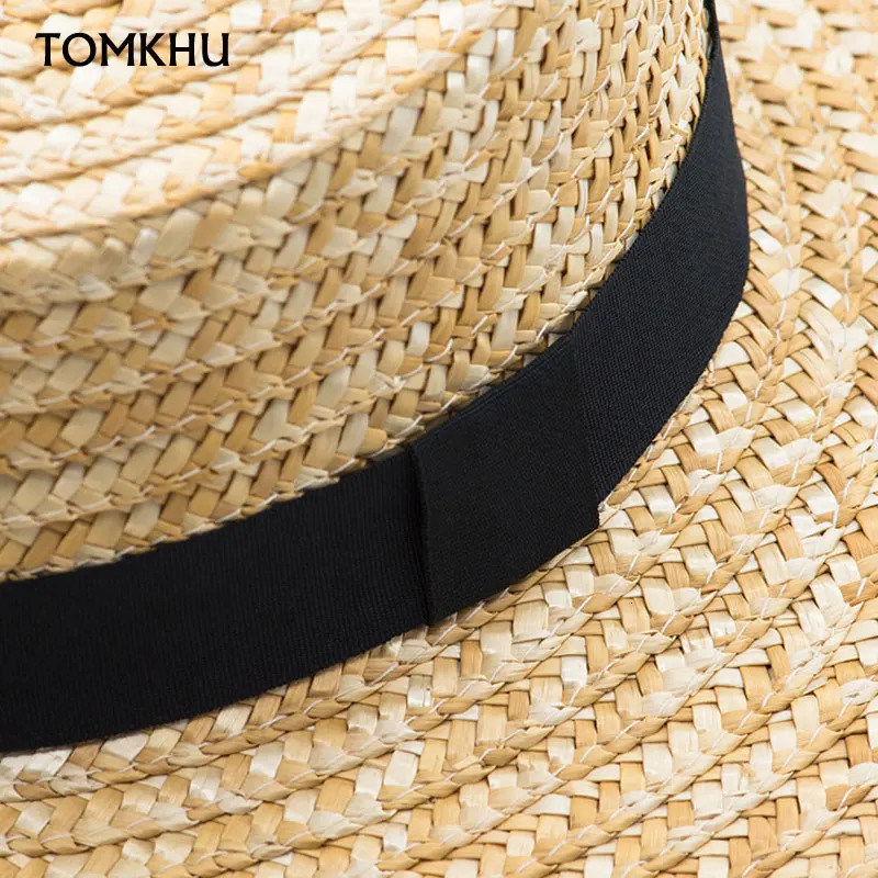 Fashion Summer Women Wide Brim Natural Straw Hat Chapeau Female Sun Hats Boater Black Panama Beach Hat Sombrero Mujer Fedora Cap 250408