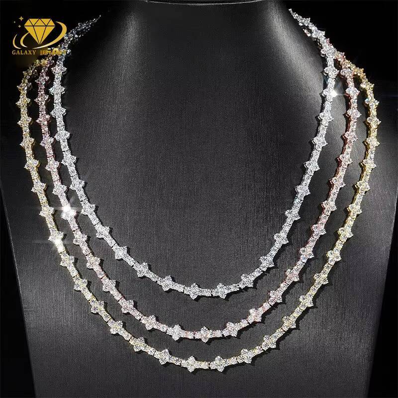 New Arrival 925 Sterling Silver Iced Out White Gold Pass Diamond Tester Rapper Jewelry 3MM Moissanite Cross Tennis Chain