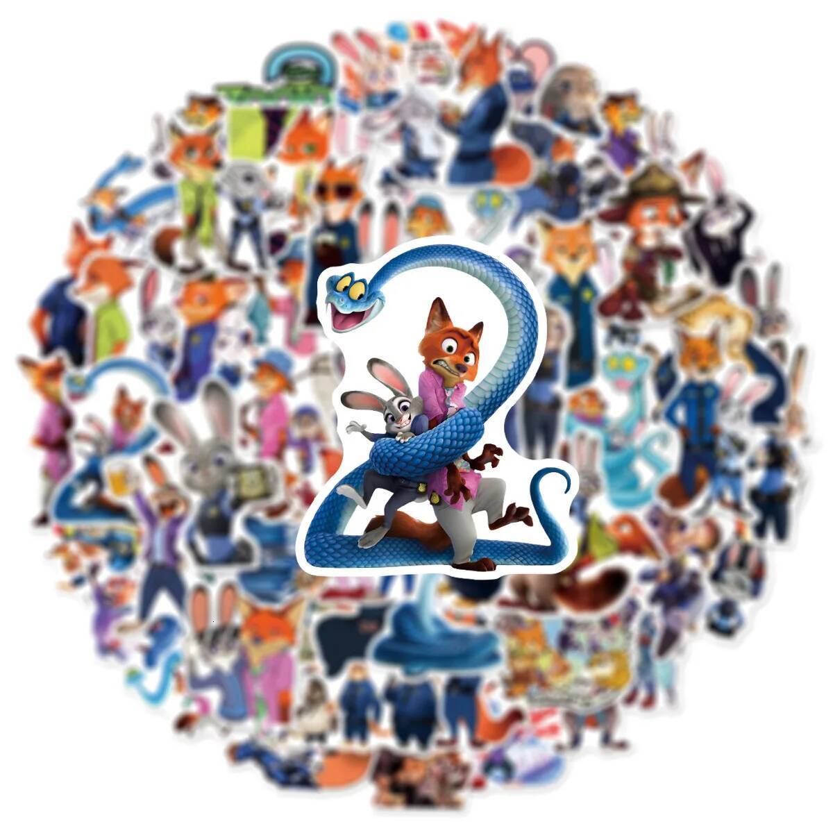 Custom 50PCS Disney Cute Zootopia Graffiti Creative Decoration Notebook Mobile Tablet Waterproof Stickers DIY Kids Toys Gifts